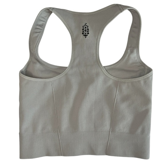 Free People Movement Ribbed Racerback Sports Bra XS/S Taupe Gray Medium Support - Picture 5 of 5
